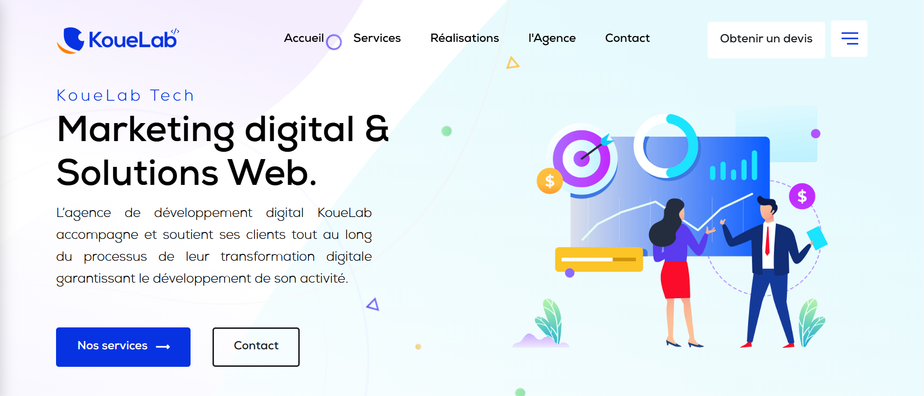 Aperçu élégant de la plateforme Kouelab